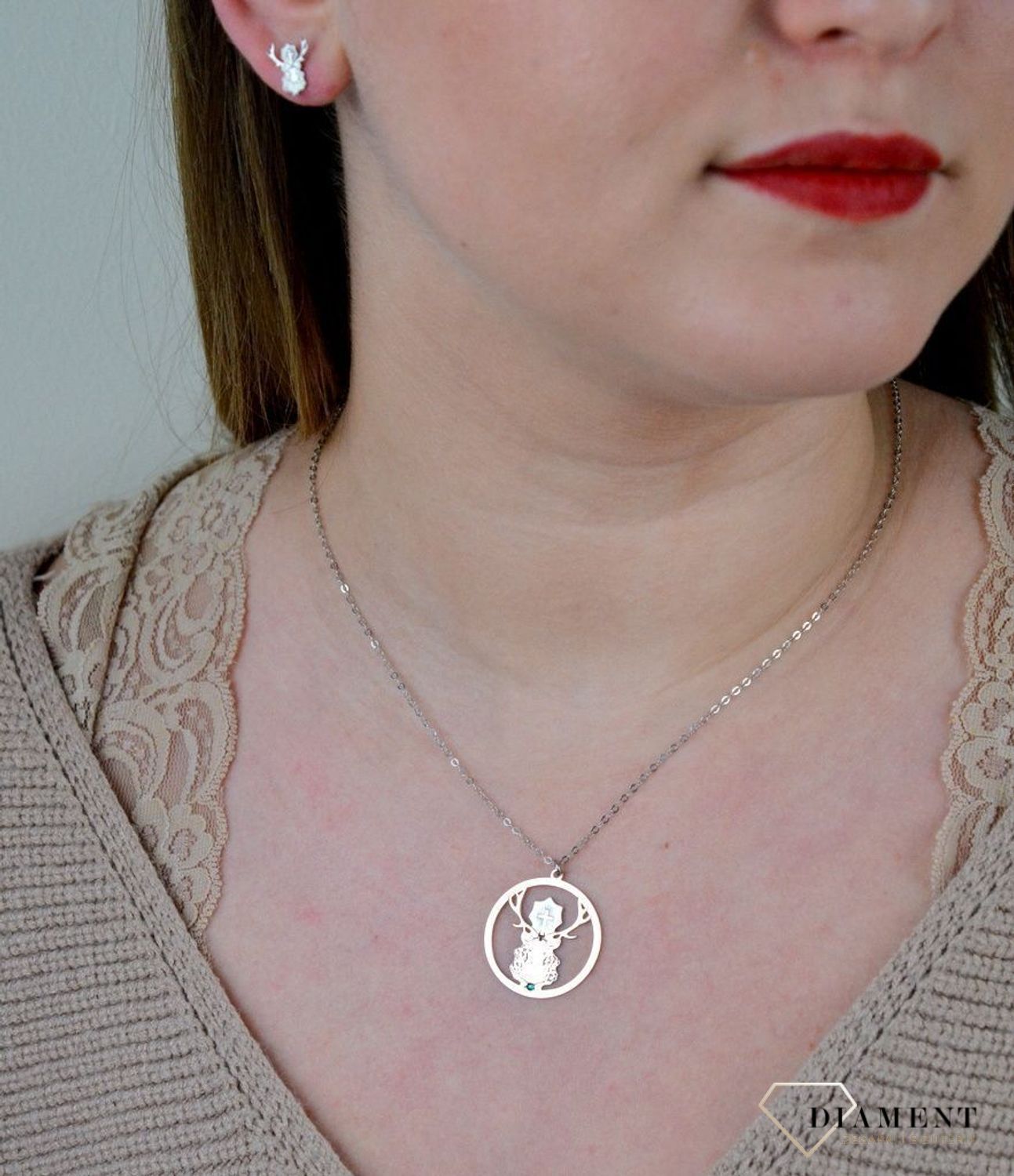 Srebrny naszyjnik celebrytka Jeleń Św. Huberta DIA-NSZ-NR3 R552-ROD.jpg